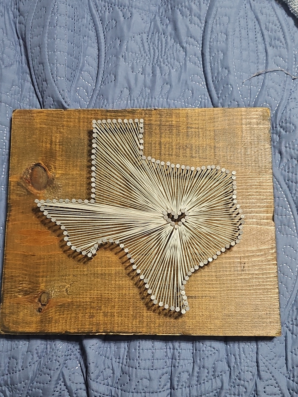 Rustic Texas String Art Wall Hanging in Cream on Wood